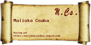 Maliska Csaba névjegykártya